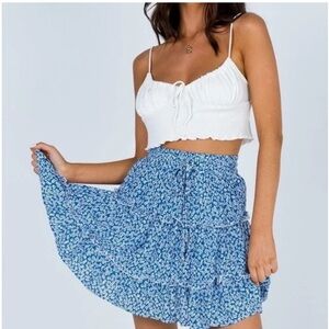 Princess Polly Blue and White Floral Skirt